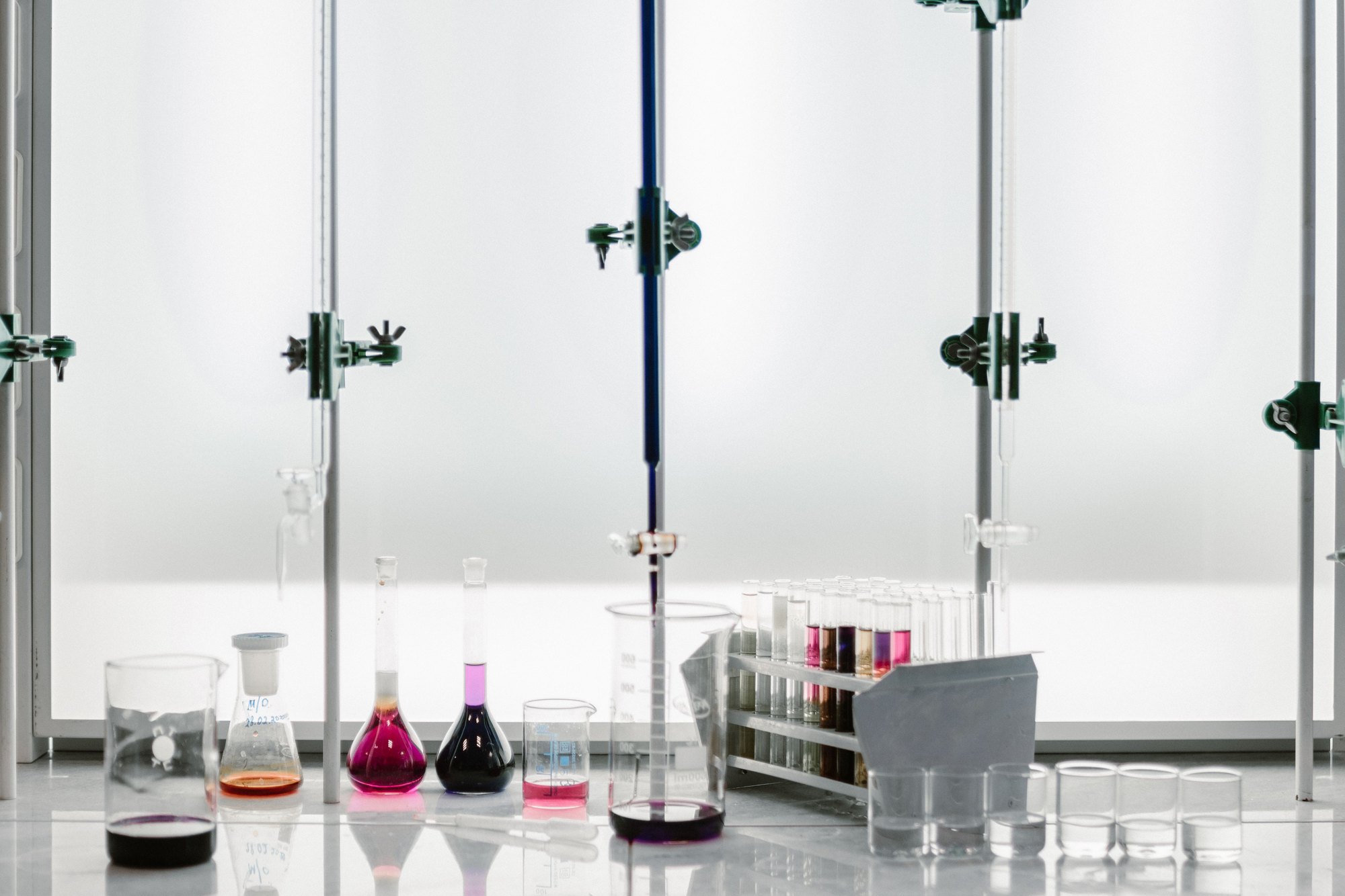 Colorful laboratory glassware